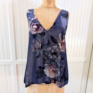 Johnny Was Velvet Midnight Rose V Neck Tank